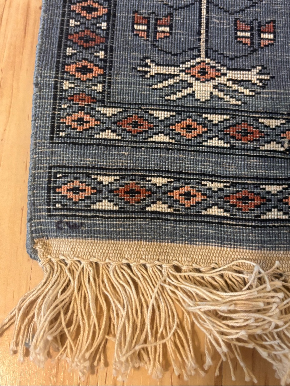 Hand Knotted Wool Area Rug Bokhara Blue Grey 2x3 Fringe Parda Style Traditional - Picture 8 of 9
